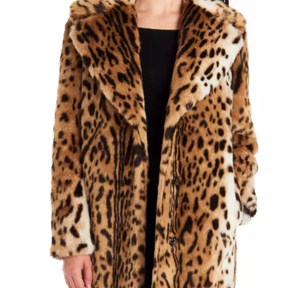 🐆Kendall & Kylie Faux-Fur Leopard Print Coat NWT Sz XL - Picture 3 of 13